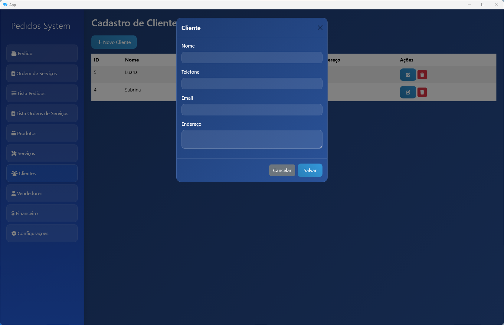 Cadastro de Clientes